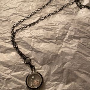 Origami owl pendant 30 inch necklace black chain